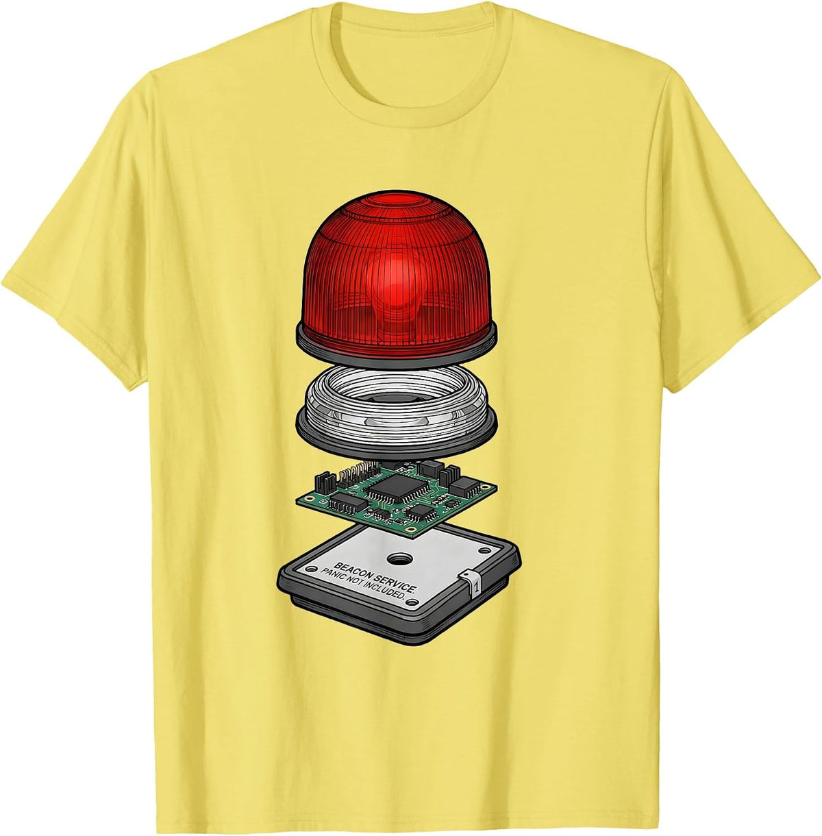 Men's Beacon Service Panic Not Included Funny EMT Paramedic Dark T-Shirt - Lemon Yellow