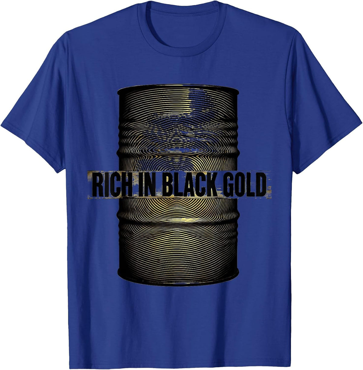 Rich in Black Gold Bold Wealth Graphic Design T-Shirt - Royal Blue