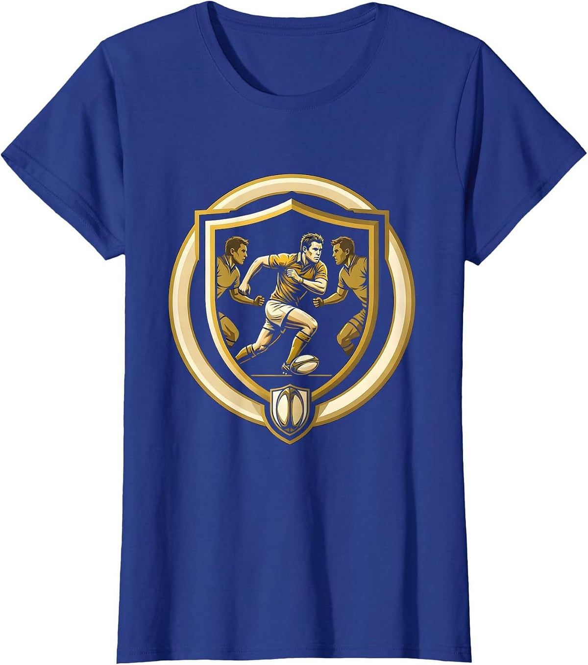 Women's Rugby Breakaway Tackle Graphic Design T-Shirt - Royal Blue