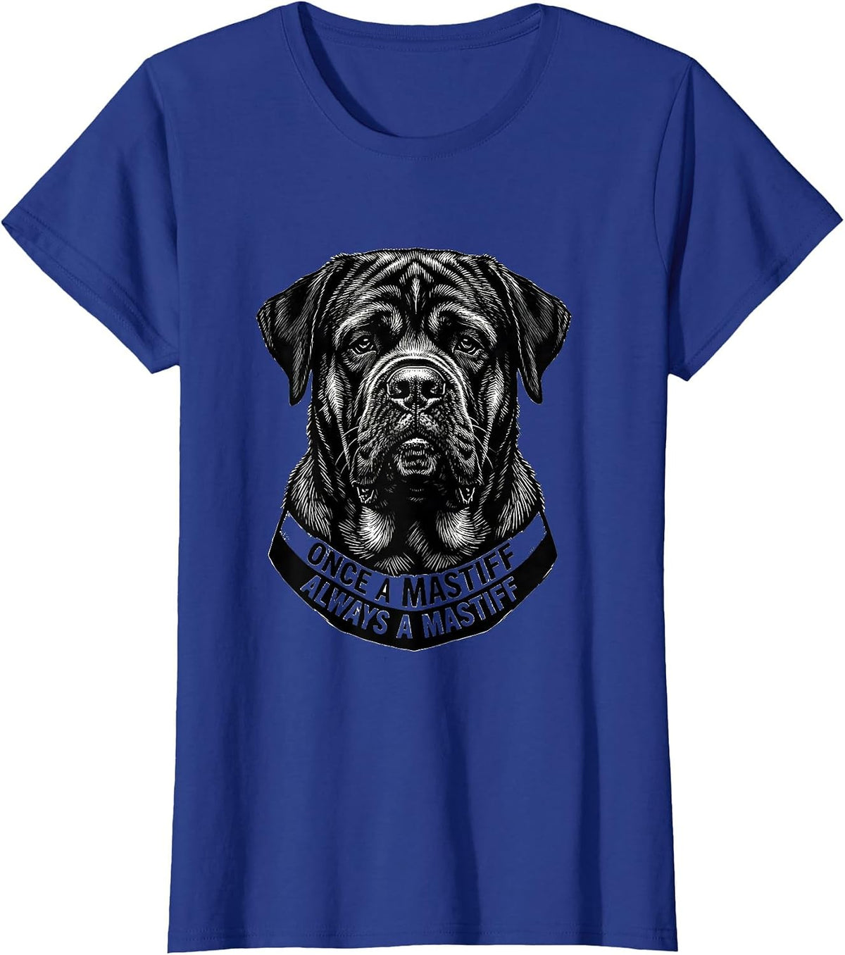 Women's Once A Mastiff Always A Mastiff Vintage School Mascot Team T-Shirt - Royal Blue