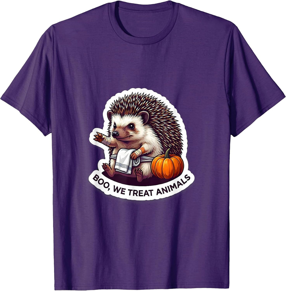 Boo We Treat Animals Funny Vet Tech Halloween Crew T-Shirt - Purple