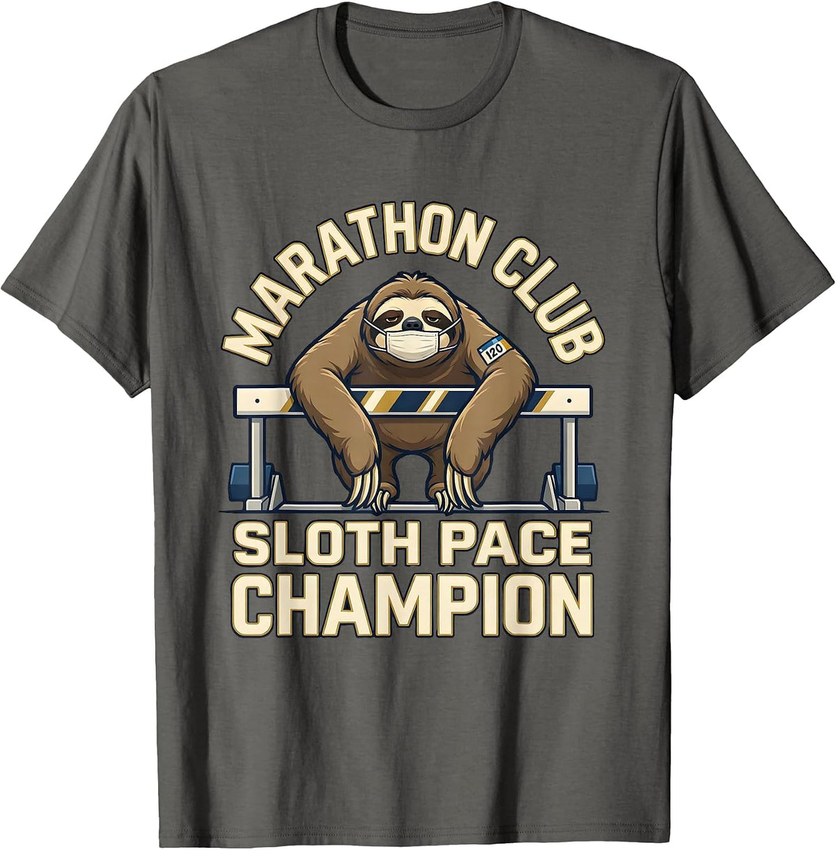 Marathon Club Sloth Pace Champion Funny Sloth Lover Gift T-Shirt - Asphalt Grey