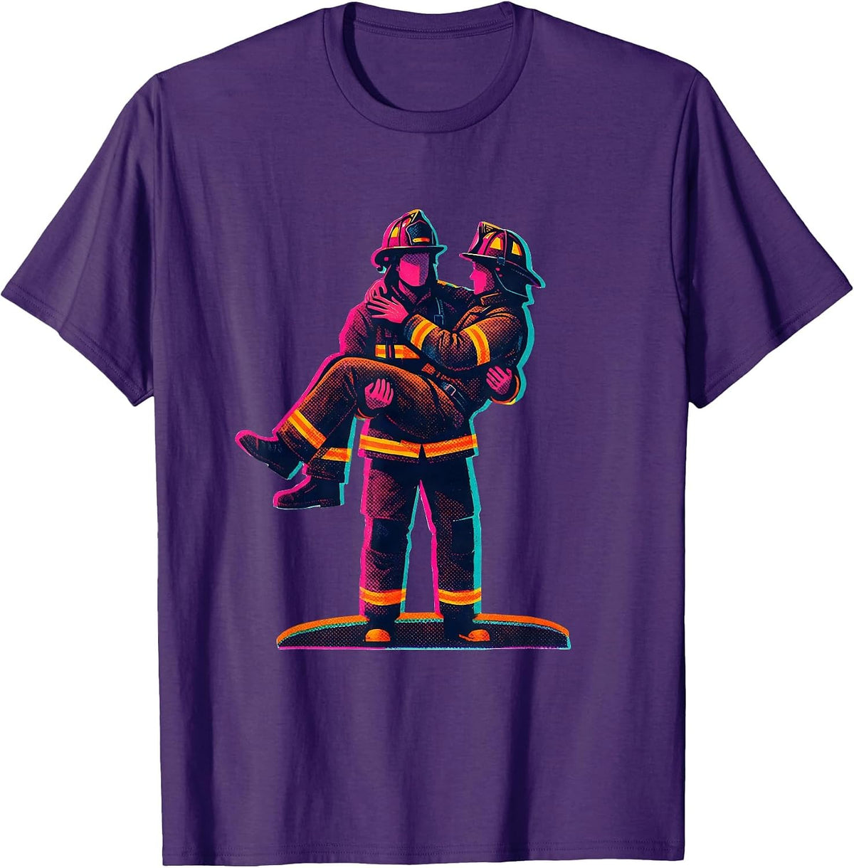 Men's Firemans Carry Grappler Vintage Martial Arts Humor T-Shirt - Purple