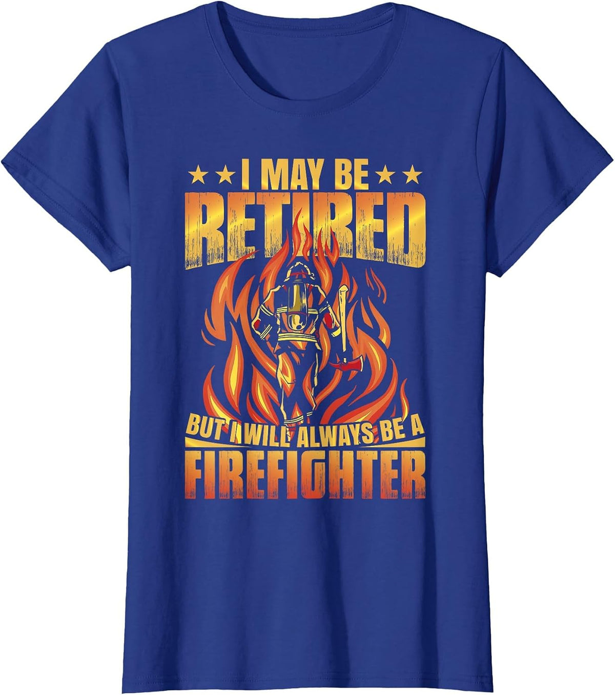 Retired Firefighter Fire Truck Grandpa Fireman Retired T-Shirt - Royal Blue