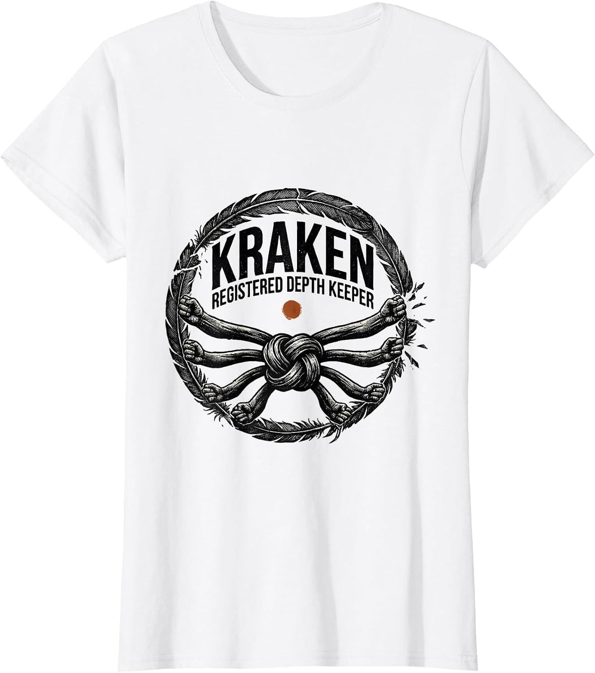 Women's Kraken Registered Depth Keeper Rubber Stamp Octopus Lover T-Shirt - White