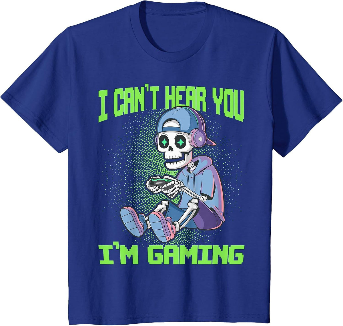 Gamer Skeleton Gaming Video Games T-Shirt - Royal Blue