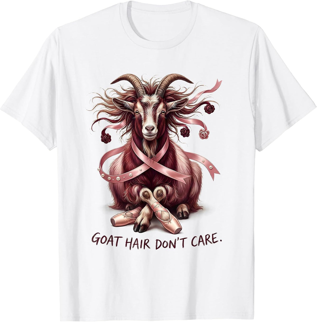 Men's Goat Hair Don't Care Funny Goat Lover Design T-Shirt - White