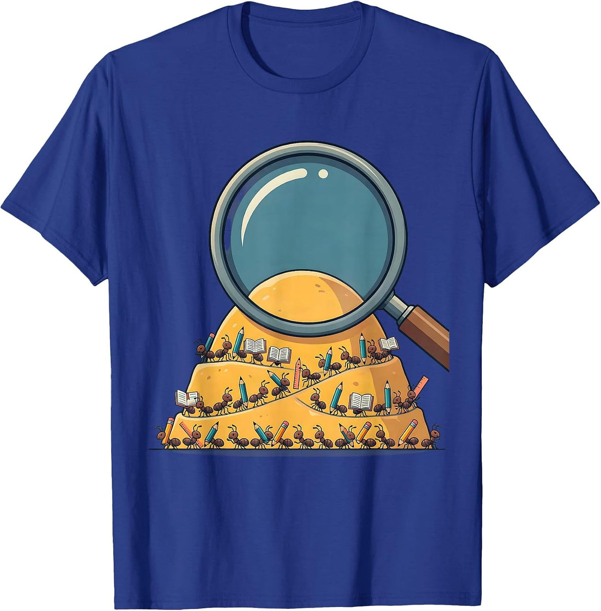 Men's Third Grade Teacher Magnifying Glass Ant Hill T-Shirt - Royal Blue