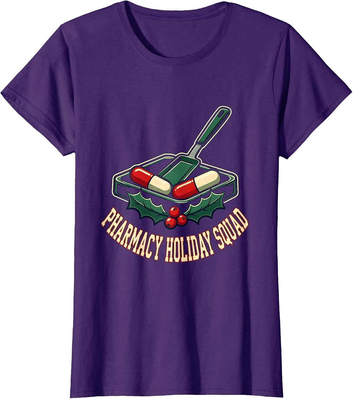 Women's Pharmacy Holiday Squad Funny Pharmacy Tech Christmas T-Shirt - Purple