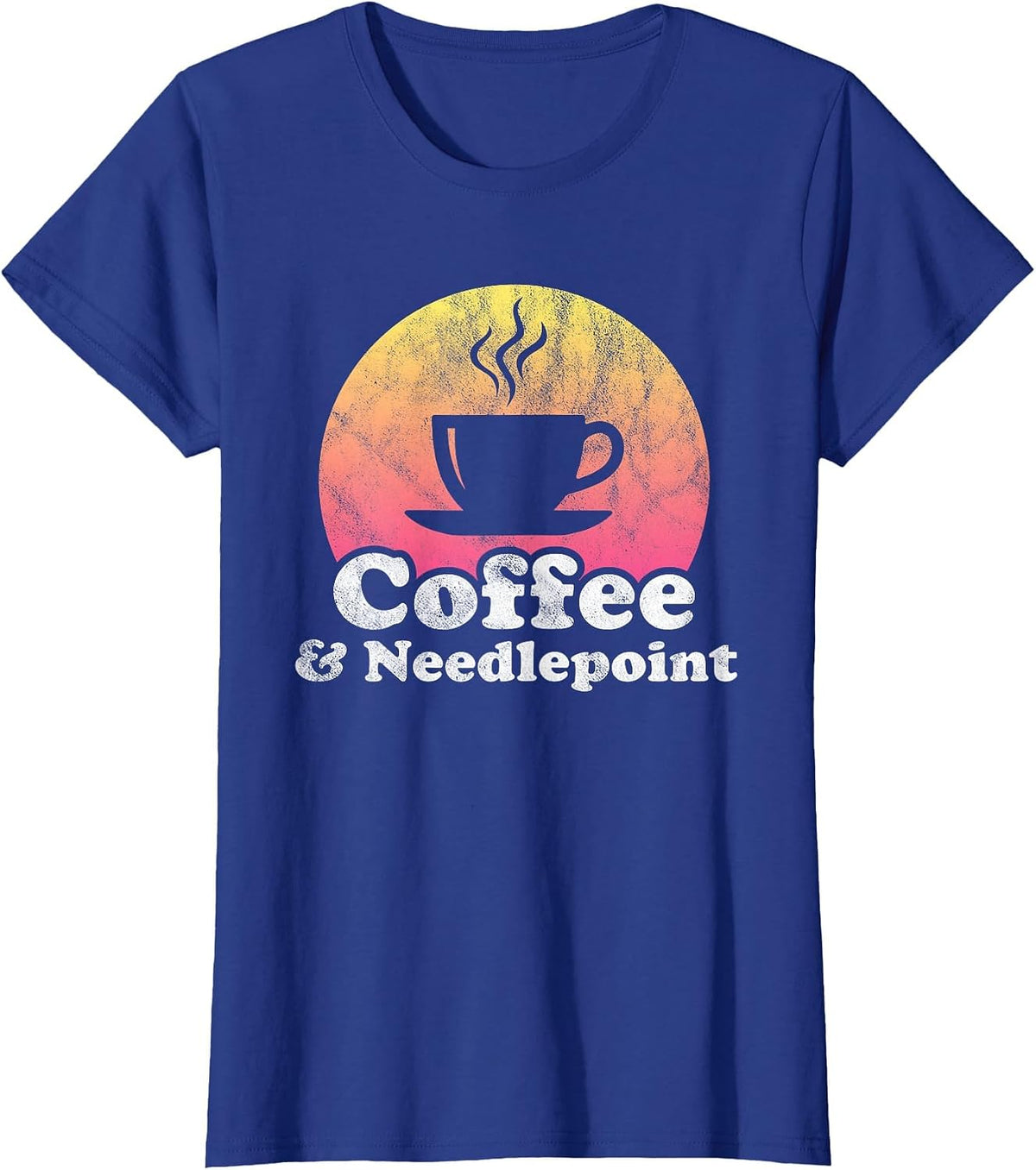 Coffee and Needlepoint T-Shirt - Royal Blue