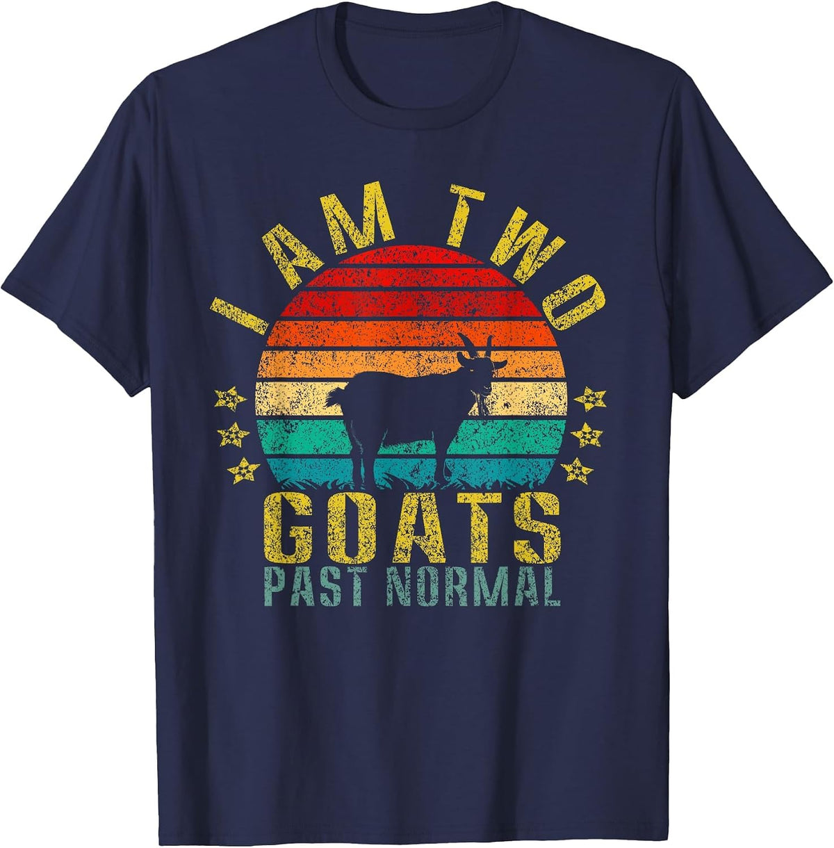 I Am Two Goats Past Normal Funny Retro T-Shirt - Navy Blue