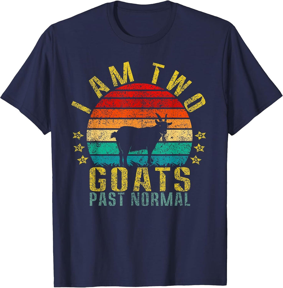 I Am Two Goats Past Normal Funny Retro T-Shirt - Navy Blue