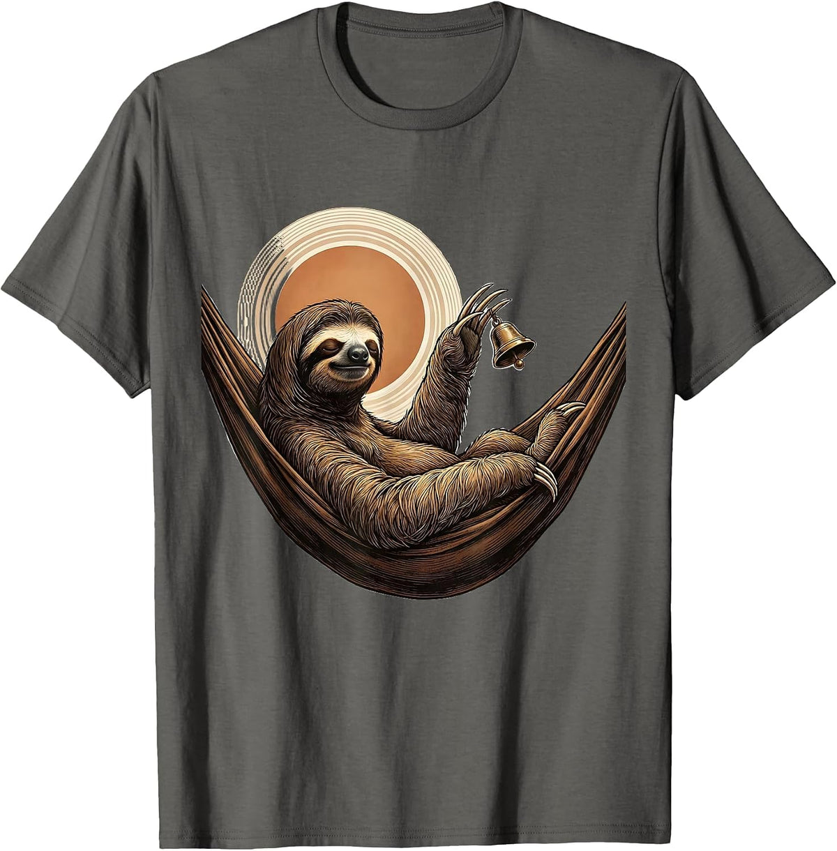 Sloth Hammock Vintage Funny Lazy Humor T-Shirt - Asphalt Grey