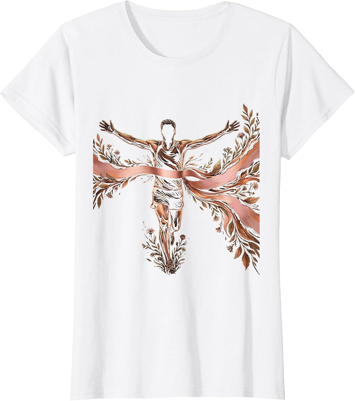Runner Bursting Through Finish Line Graphic T-Shirt - White
