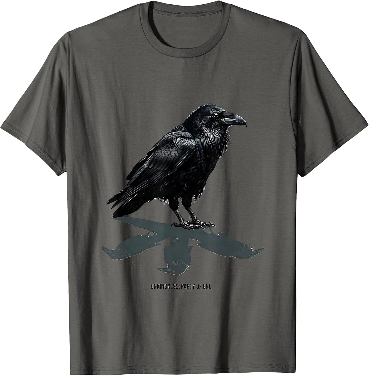 Unkindness Party Of One Dark Humor Gothic Raven Bird Lover T-Shirt - Asphalt Grey