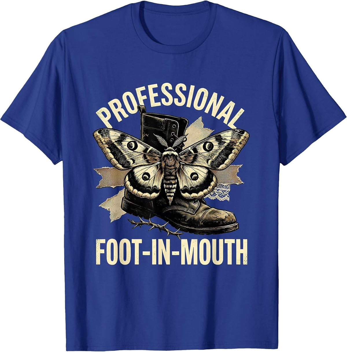 Men's Professional Foot-in-Mouth Embarrassing Humor Design T-Shirt - Royal Blue