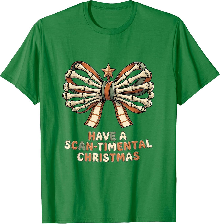 Men's Have A Scan-timental Christmas Radiology Tech Humor Xray CT T-Shirt - Kelly Green