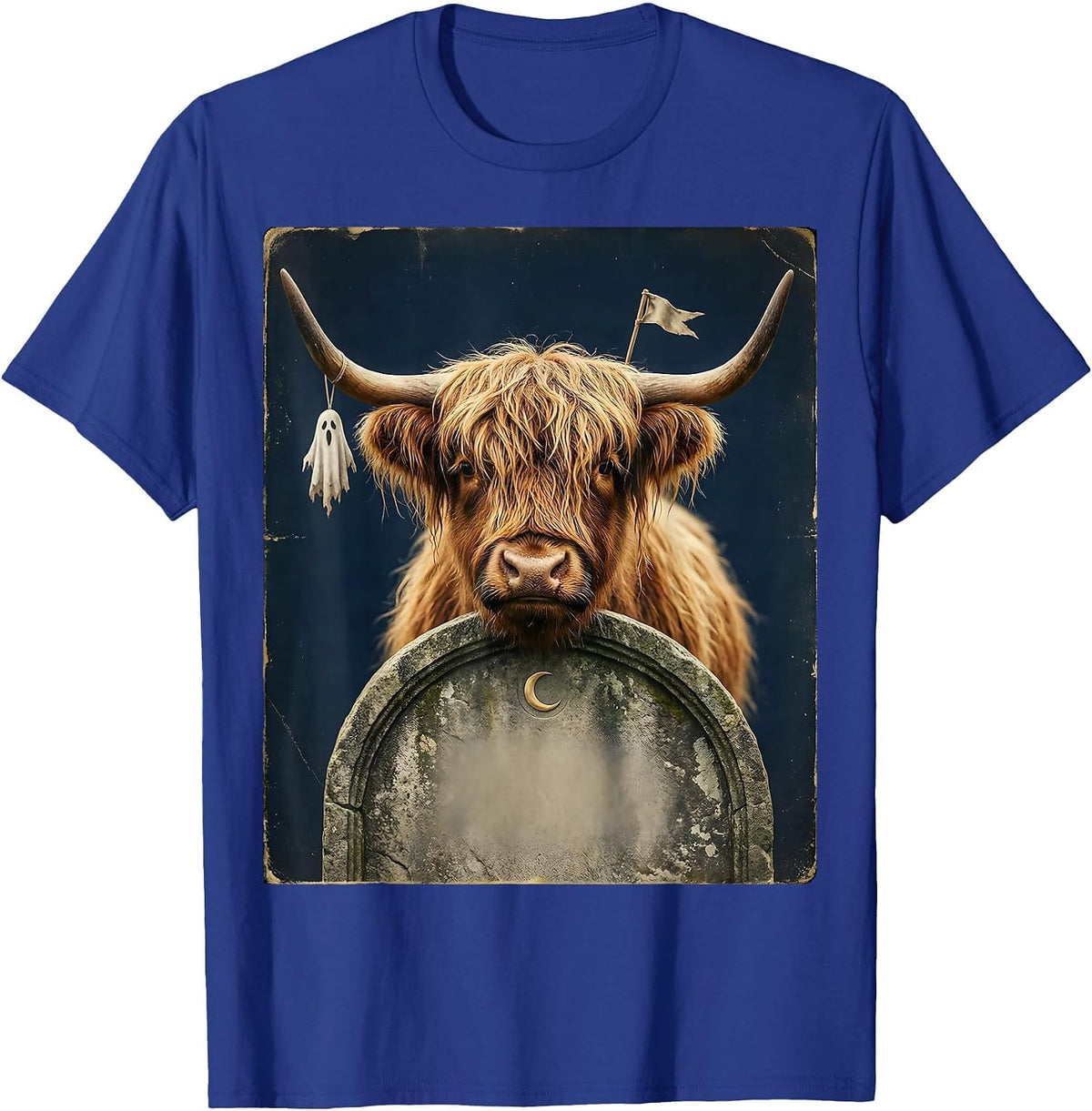 Men's Highland Cow Vintage Halloween Costume Humor T-Shirt - Royal Blue
