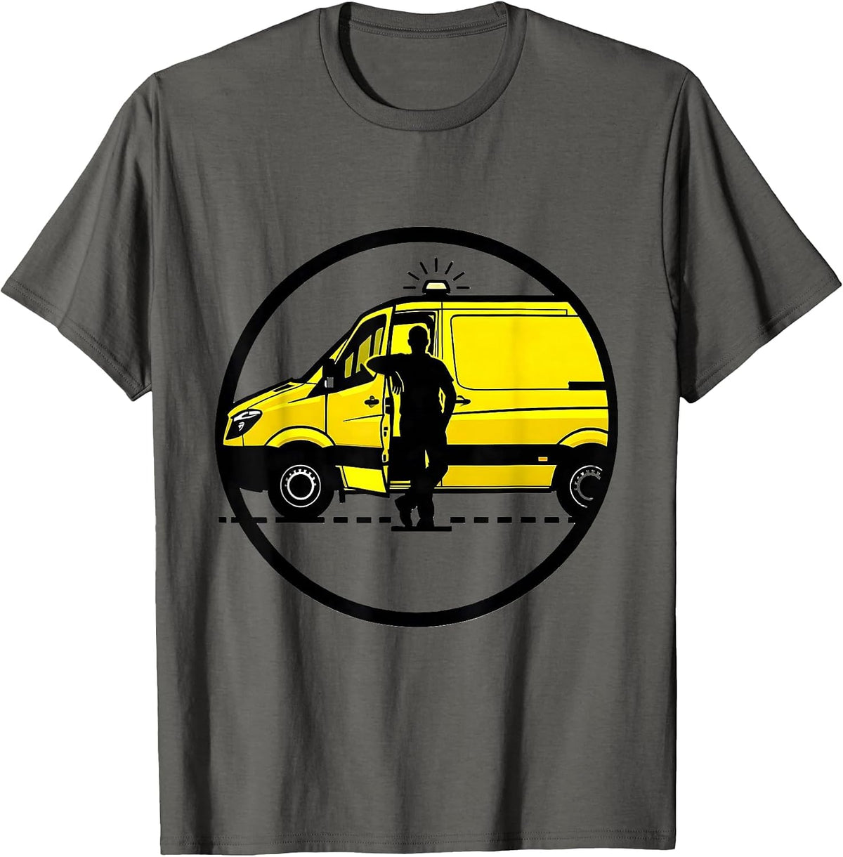 Men's EMS Mannequin Stencil Calm Dark Humor Paramedic Gift T-Shirt - Asphalt Grey