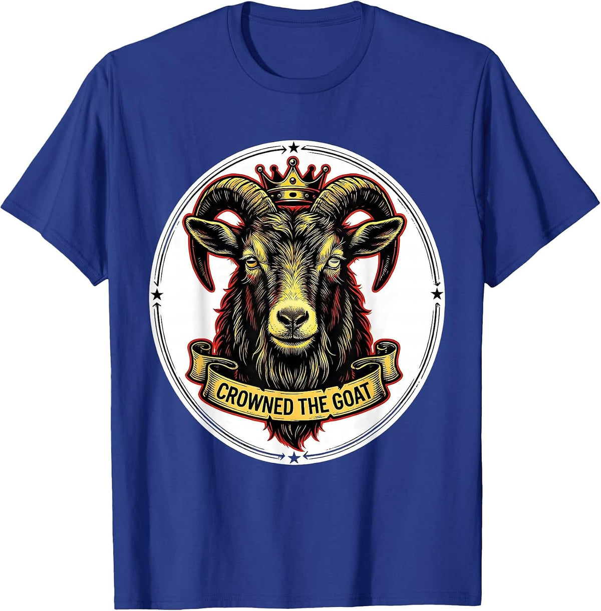Men's Crowned The Goat Tattoo Bold Goat Humor Novelty T-Shirt - Royal Blue