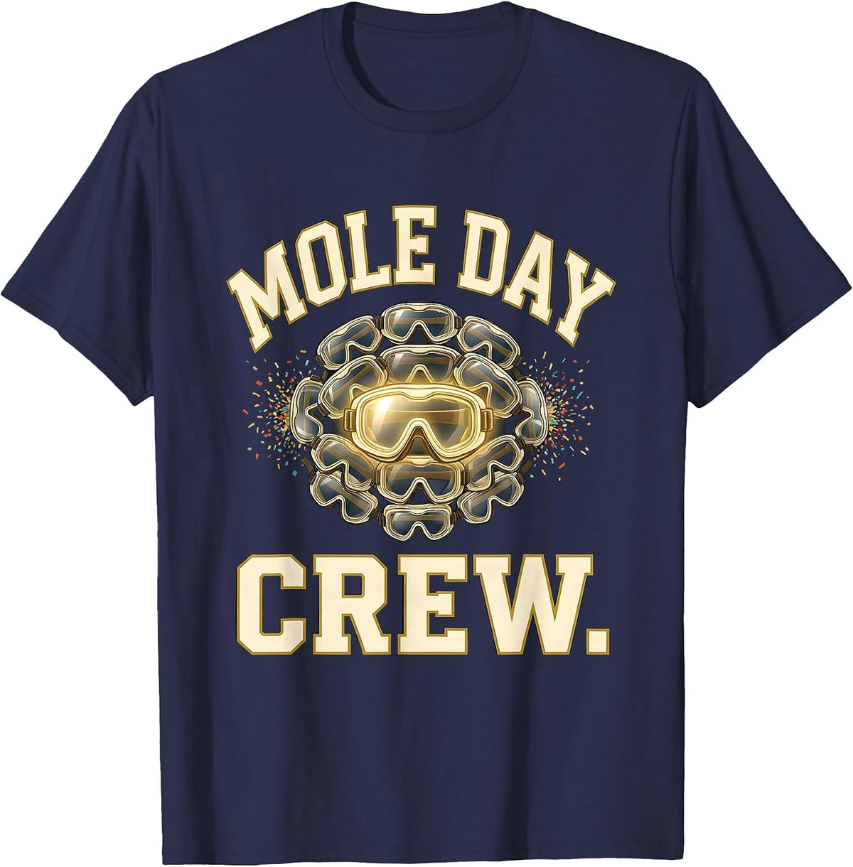 Mole Day Crew Chemistry Student Science Humor T-Shirt - Navy Blue