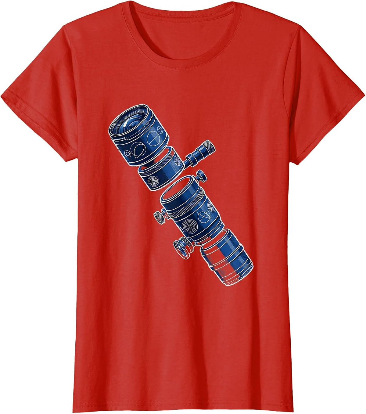 Telescope Math Equations Night Sky Science Design T-Shirt - Red