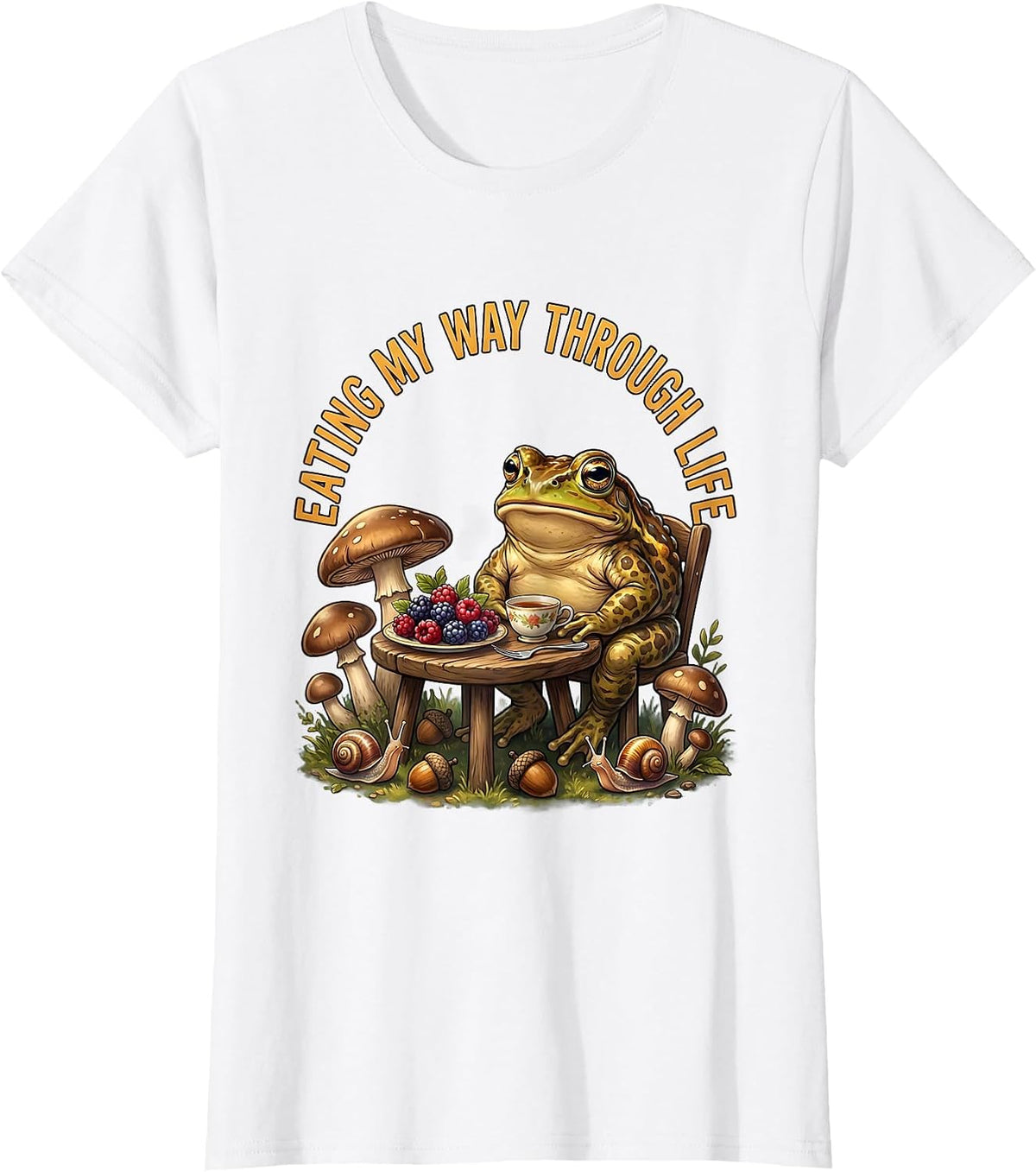 Eating My Way Through Life Foodie Design T-Shirt - White