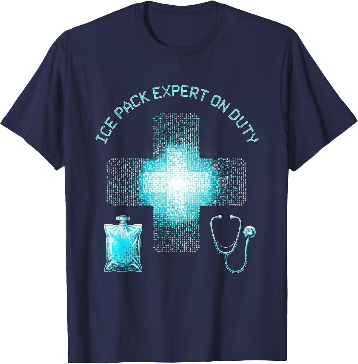 Ice Pack Expert On Duty School Nurse Design T-Shirt - Navy Blue