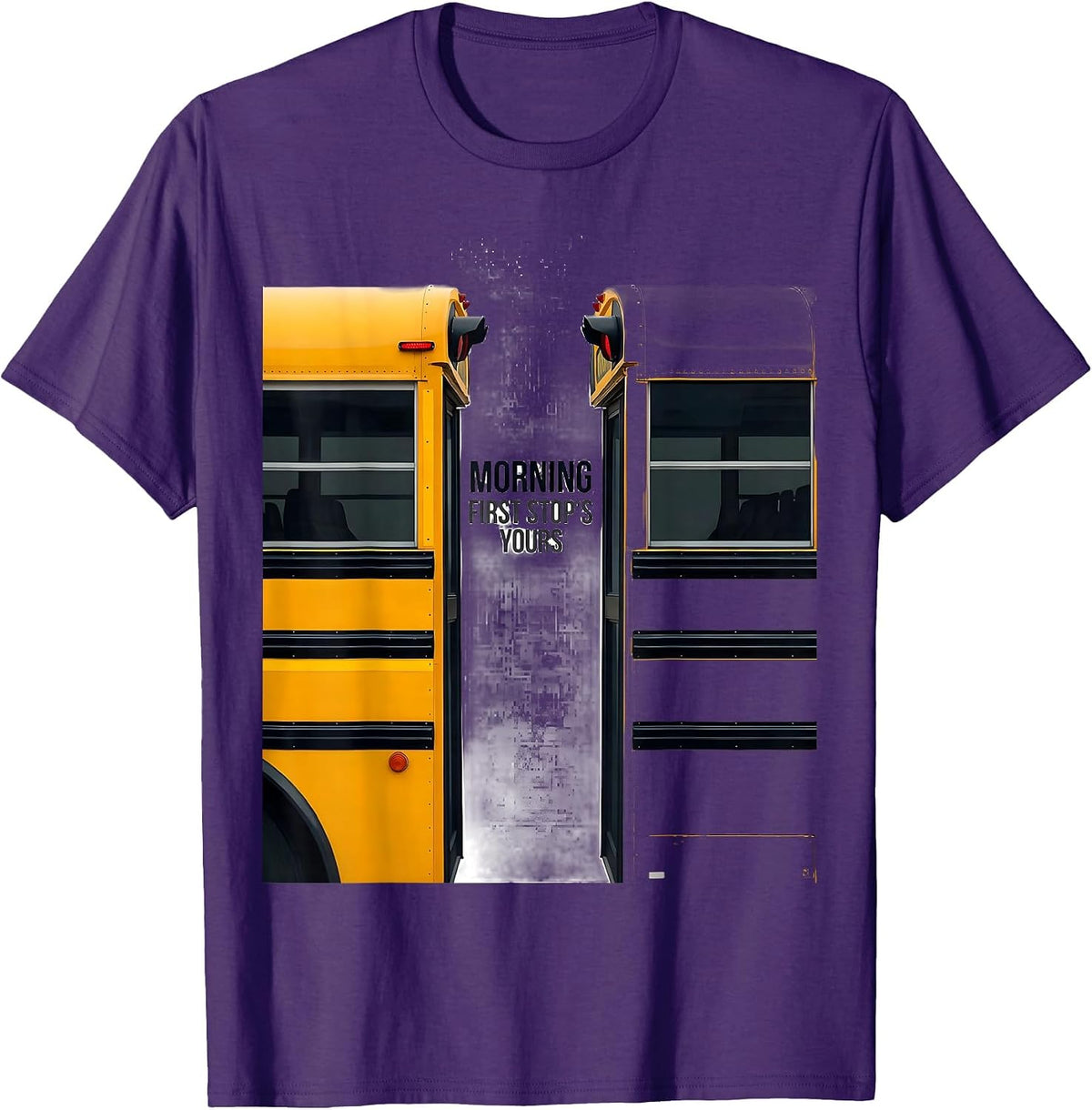 Morning, First Stop's Yours Funny School Bus Driver Toddler T-Shirt - Purple