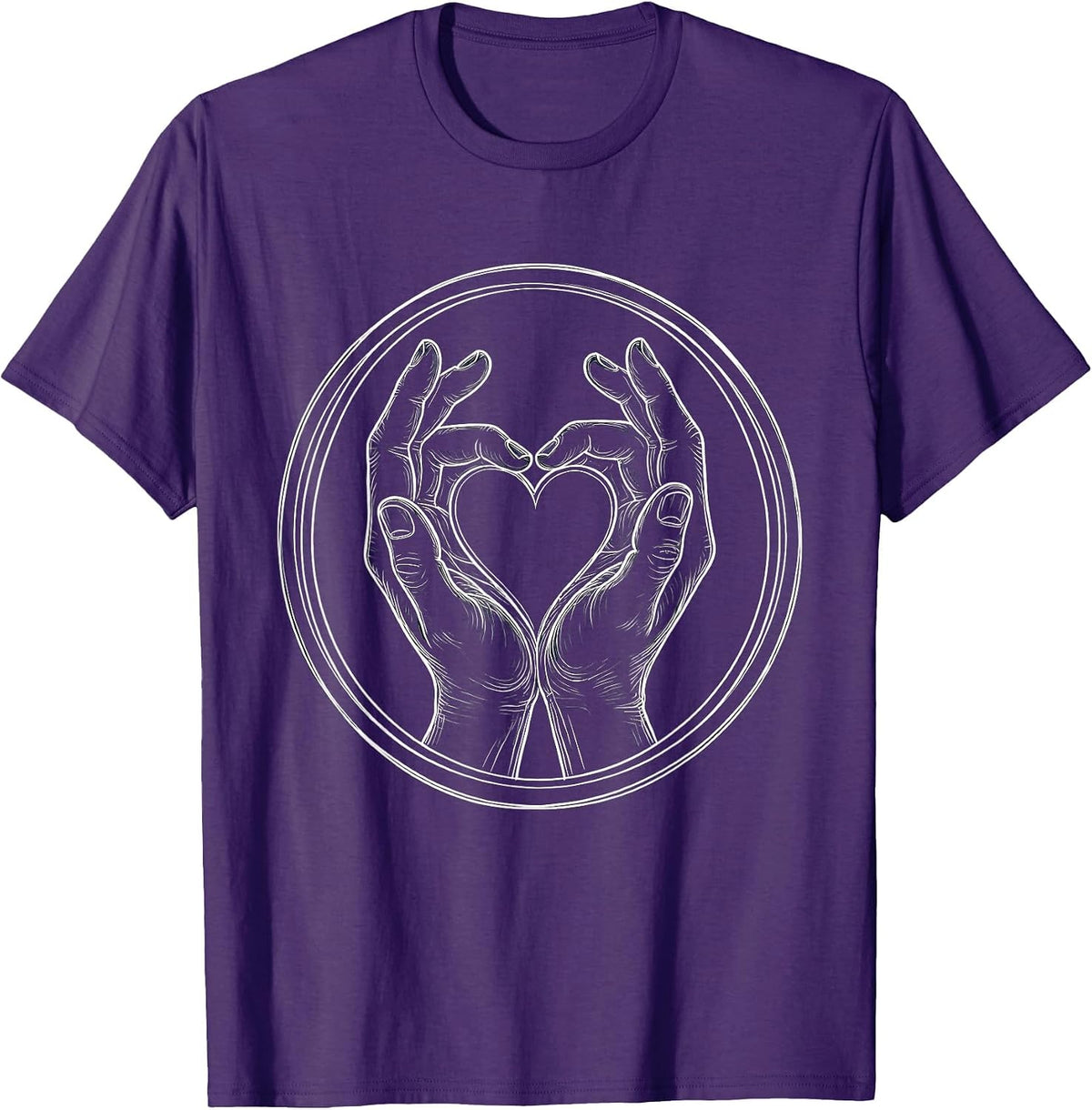Paraprofessional Caring Hands Heart Graphic T-Shirt - Purple
