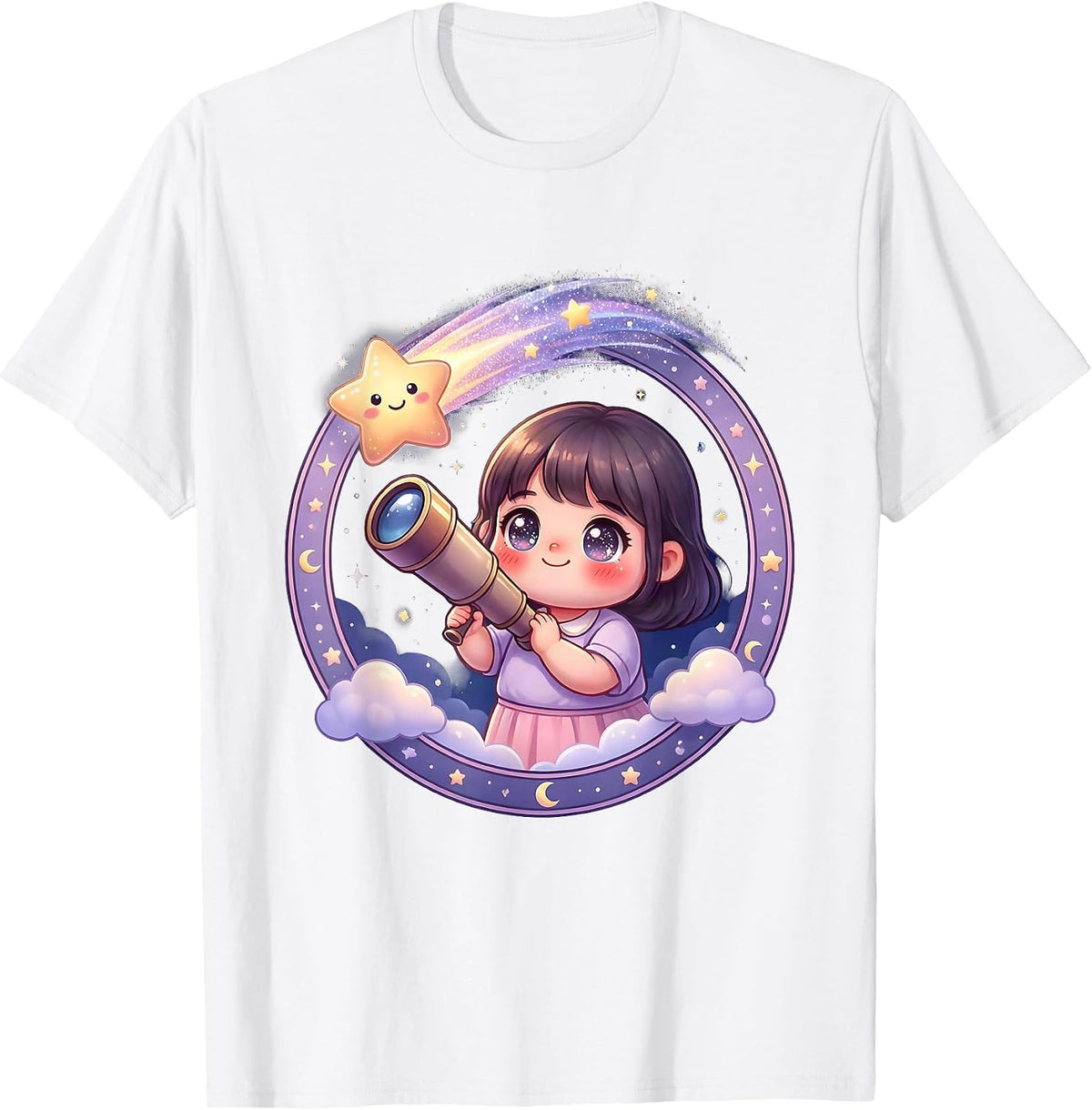 Favorite Daughter Stargazing Telescope Girl T-Shirt - White