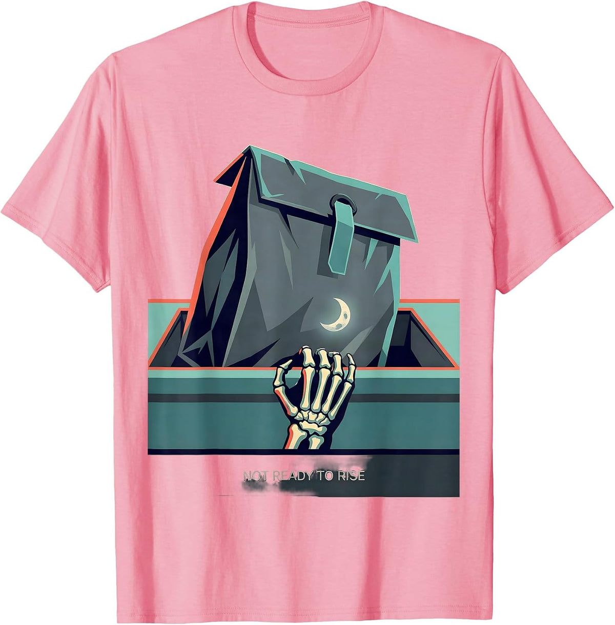 Men's Not Ready To Rise Funny Pharmacy Tech Halloween Skeleton T-Shirt - Pink
