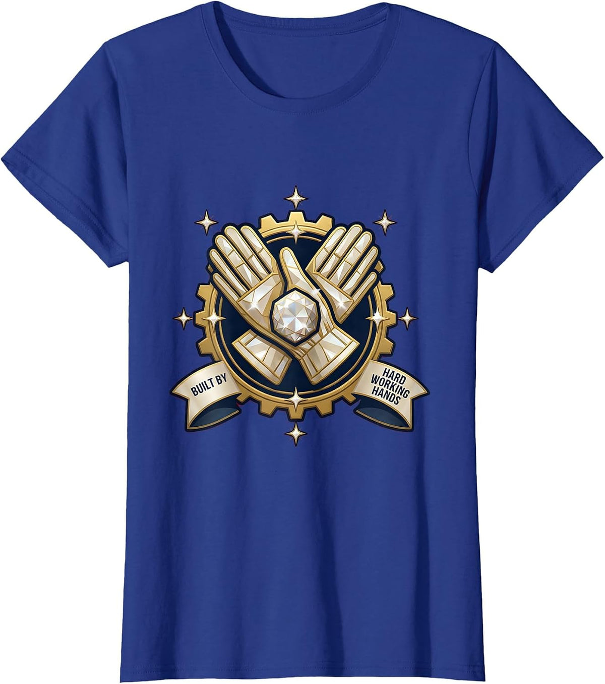 Women's Hard Working Hands Labor Day Tradesperson Design T-Shirt - Royal Blue