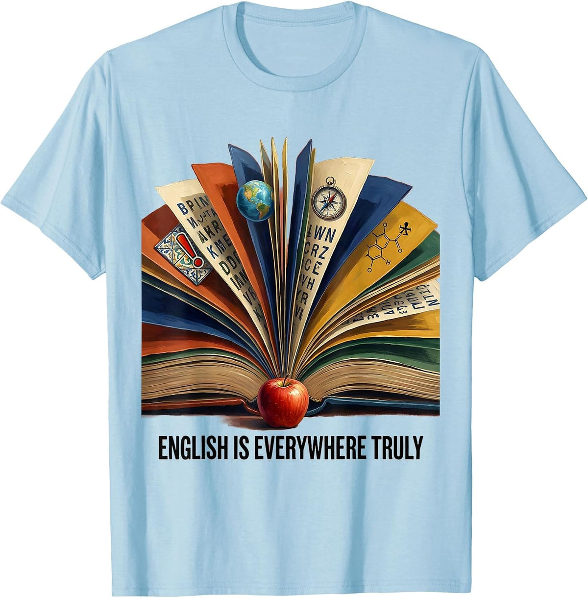Men's English Is Everywhere Truly Teacher Design T-Shirt - Baby Blue