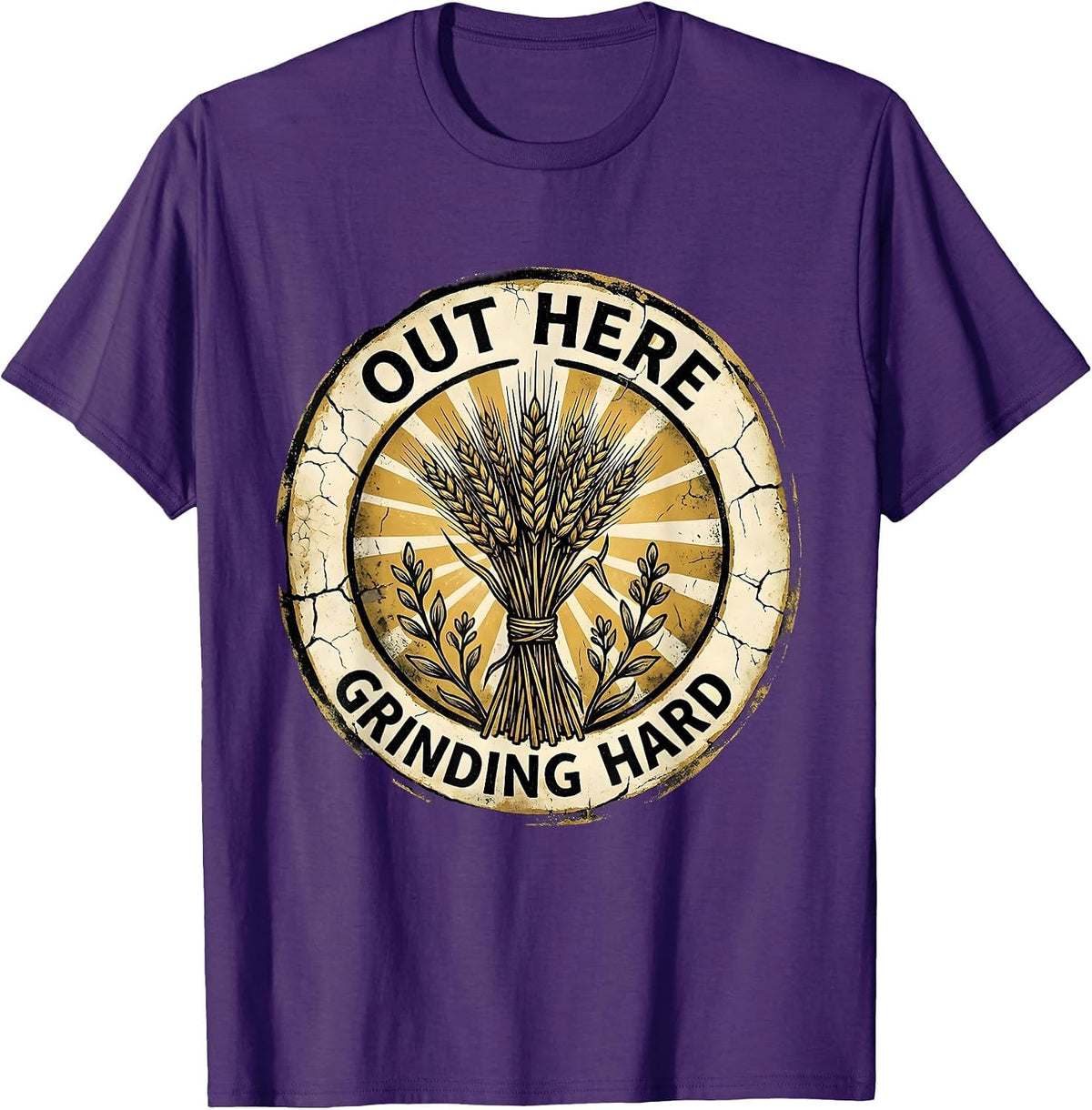 Men's Out Here Grinding Hard Hustle Graphic Design T-Shirt - Purple