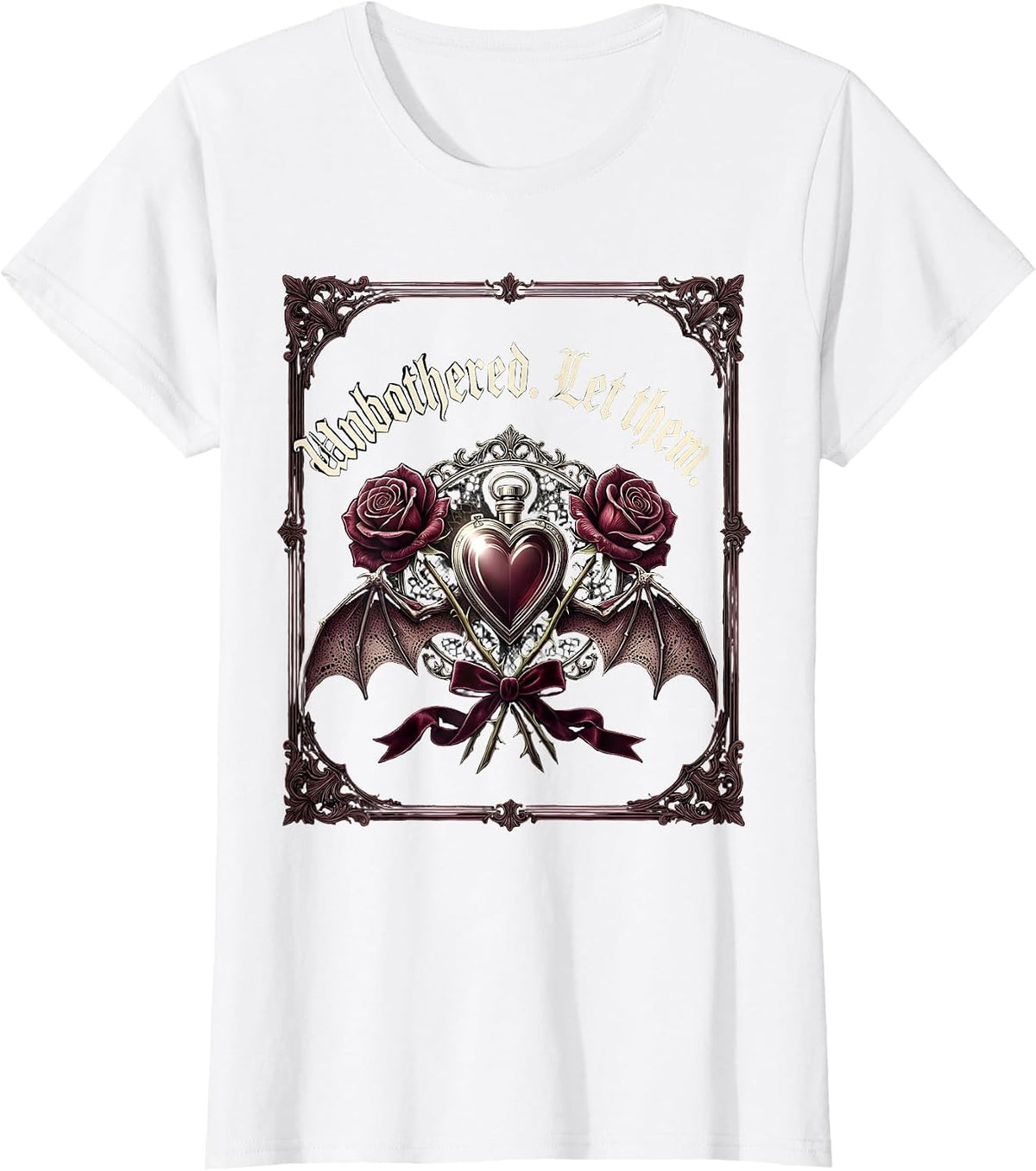 Women's Unbothered Let Them Attitude Graphic Design T-Shirt - White