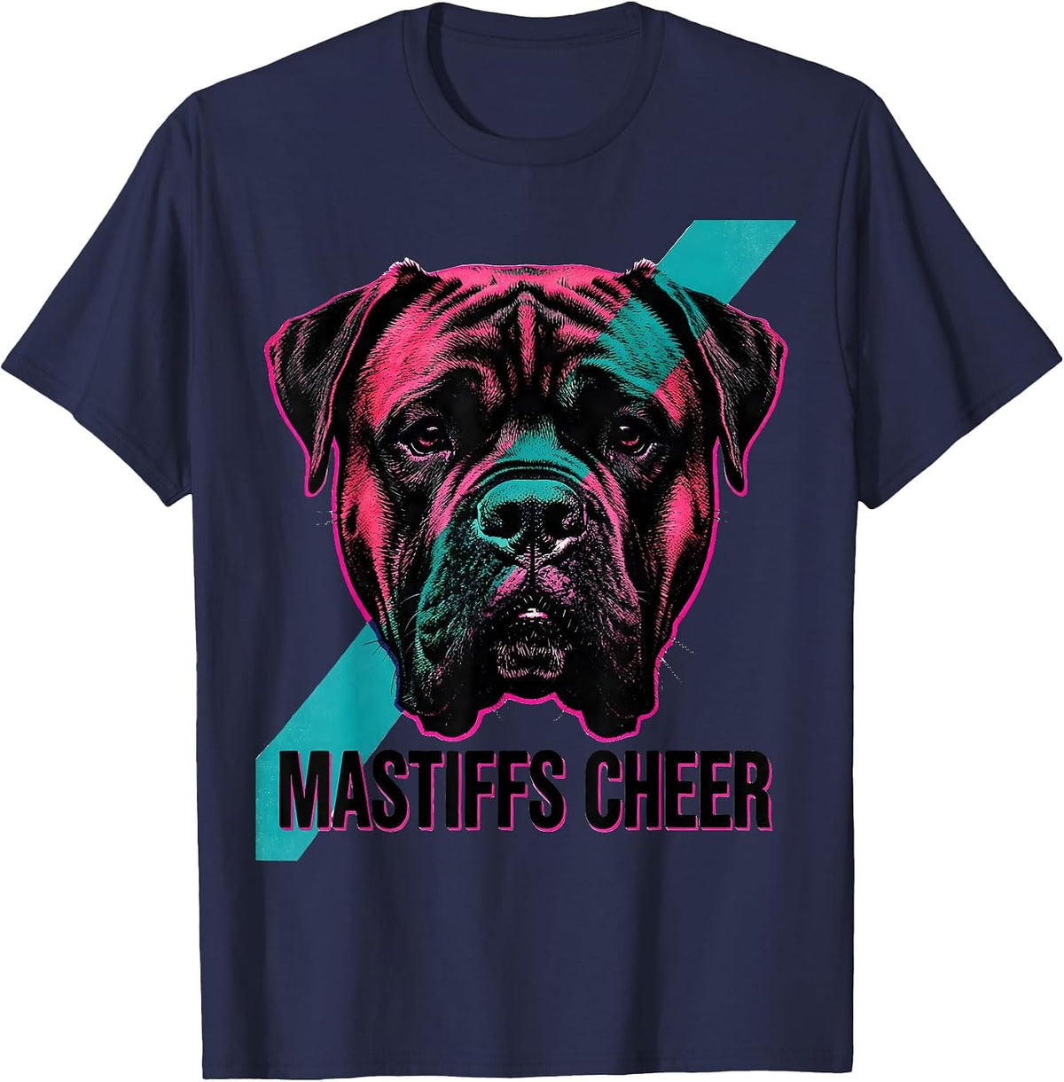 Mastiffs Cheer Risograph School Spirit Mascot Team Pride T-Shirt - Navy Blue