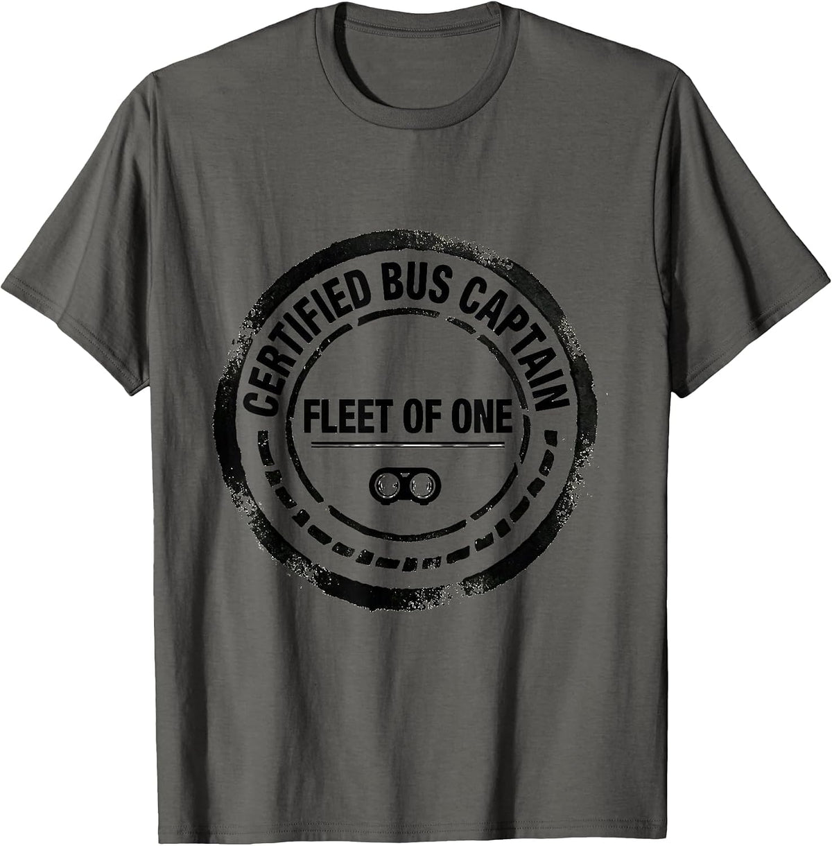 Certified Bus Captain Fleet Of One Funny School Bus Driver T-Shirt - Asphalt Grey