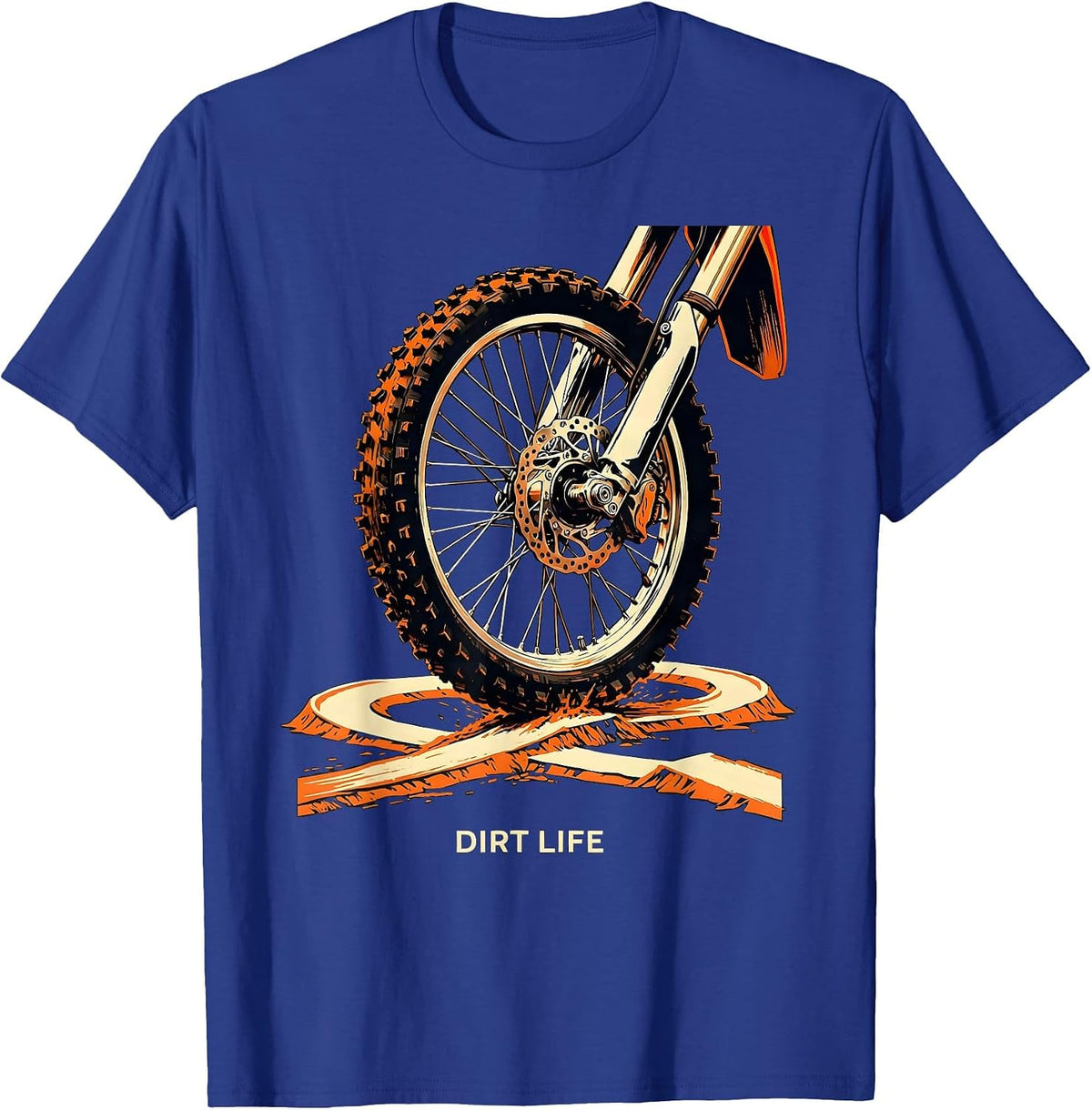 Men's Dirt Life Stencil Graphic Motocross Dirt Bike Rider T-Shirt - Royal Blue