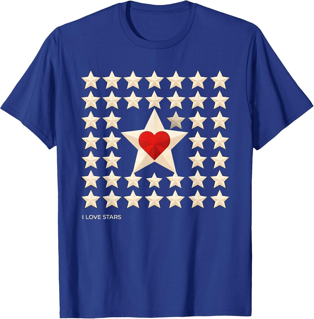 I Love Stars Geometric Star Lover Personal Expression T-Shirt - Royal Blue