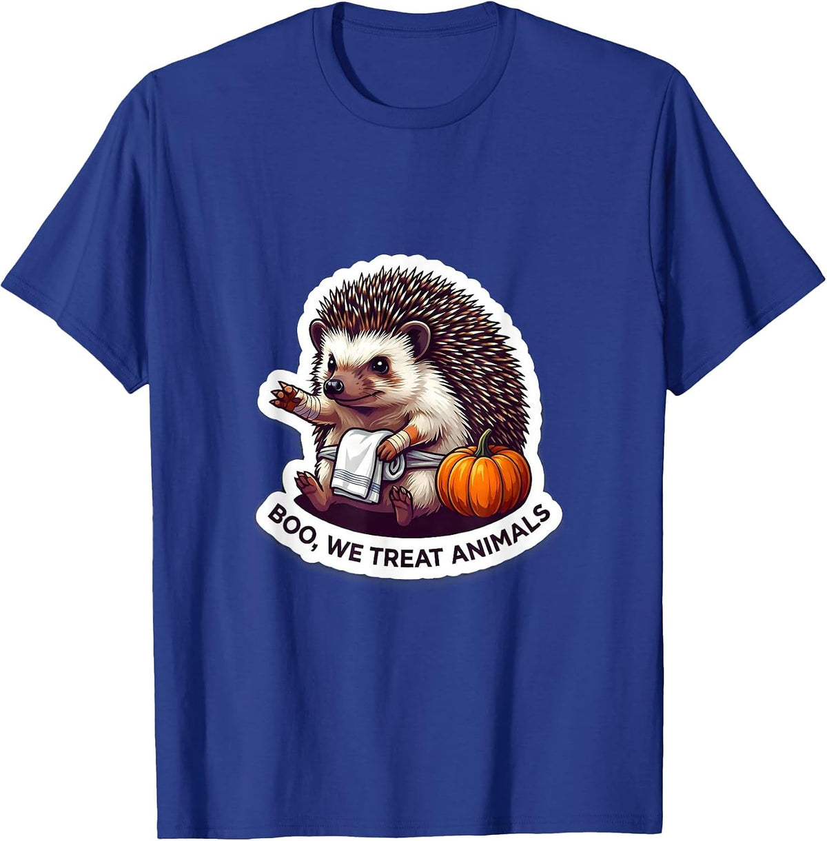 Boo We Treat Animals Funny Vet Tech Halloween Crew T-Shirt - Royal Blue
