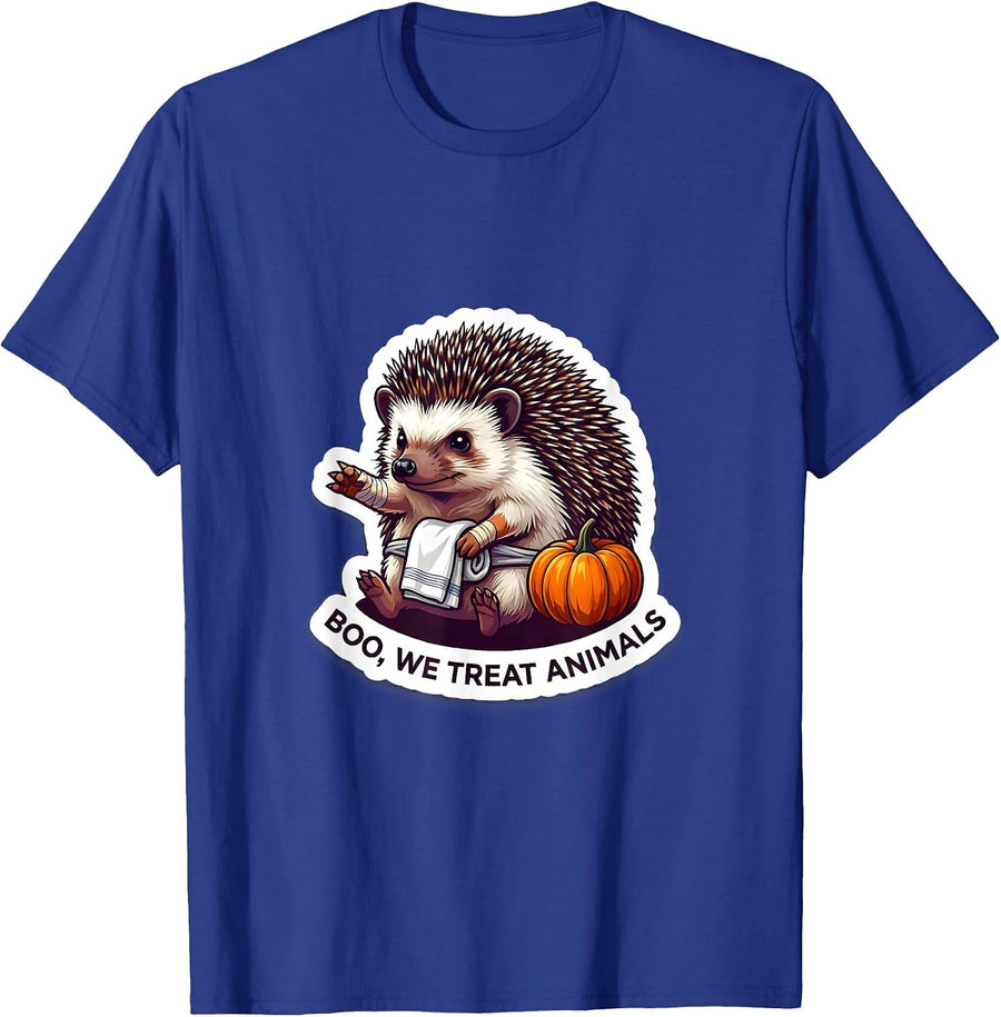 Boo We Treat Animals Funny Vet Tech Halloween Crew T-Shirt - Royal Blue