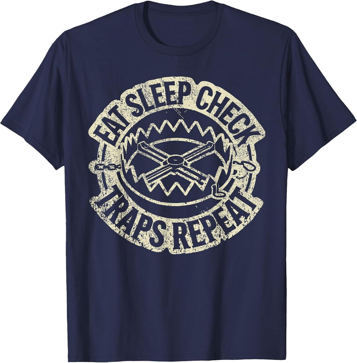 Trapping I Check Traps I Hunting Trapper T-Shirt - Navy Blue