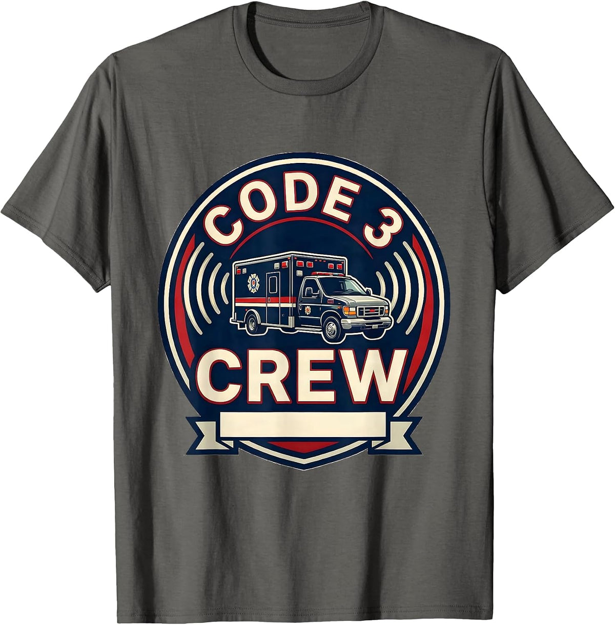 Men's Code 3 Crew EMS Paramedic EMT 911 Dispatcher Humor T-Shirt - Asphalt Grey