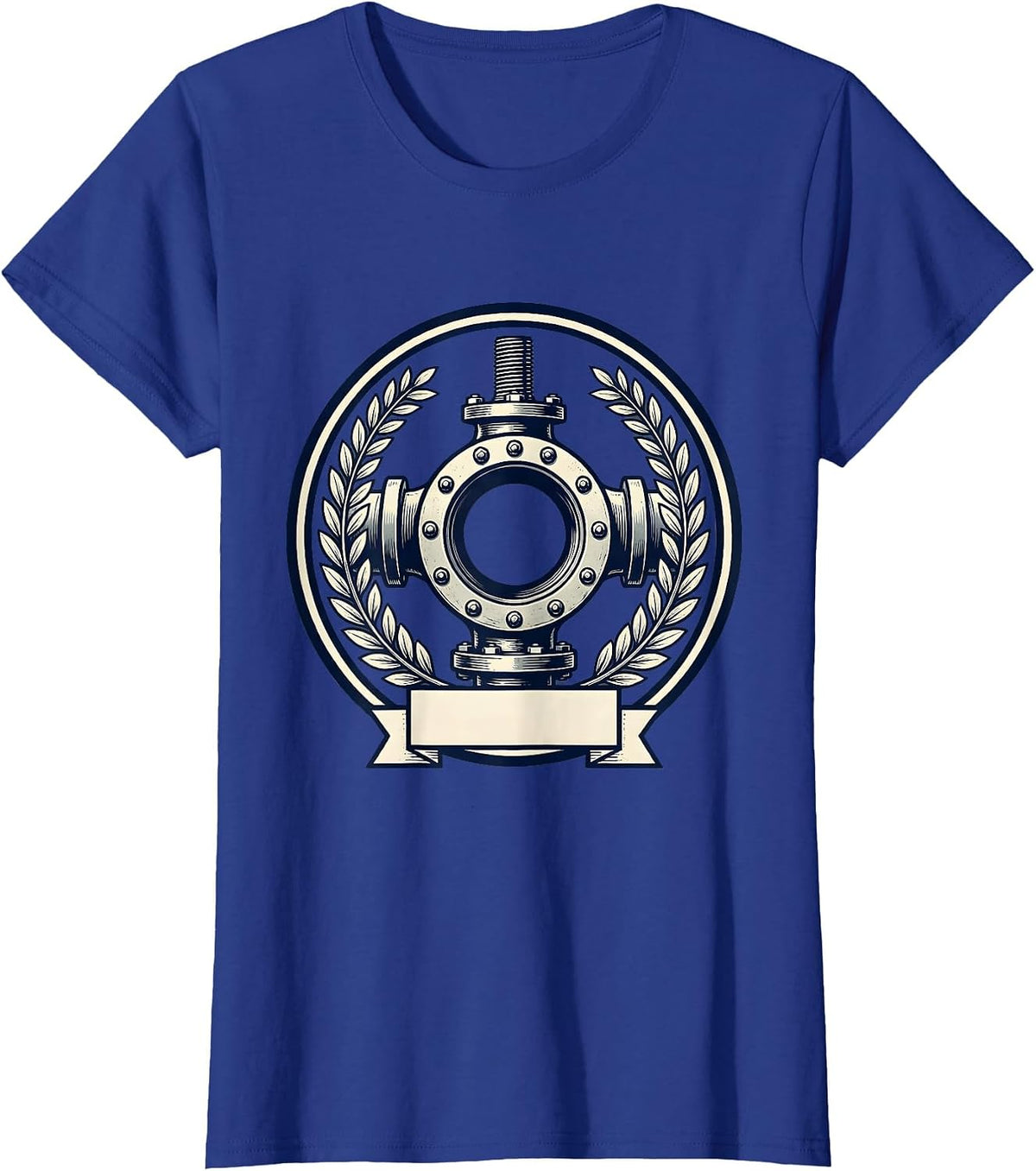 Women's Sealed Pipe Flange Emblem Funny Plumber Pipefitter Humor T-Shirt - Royal Blue