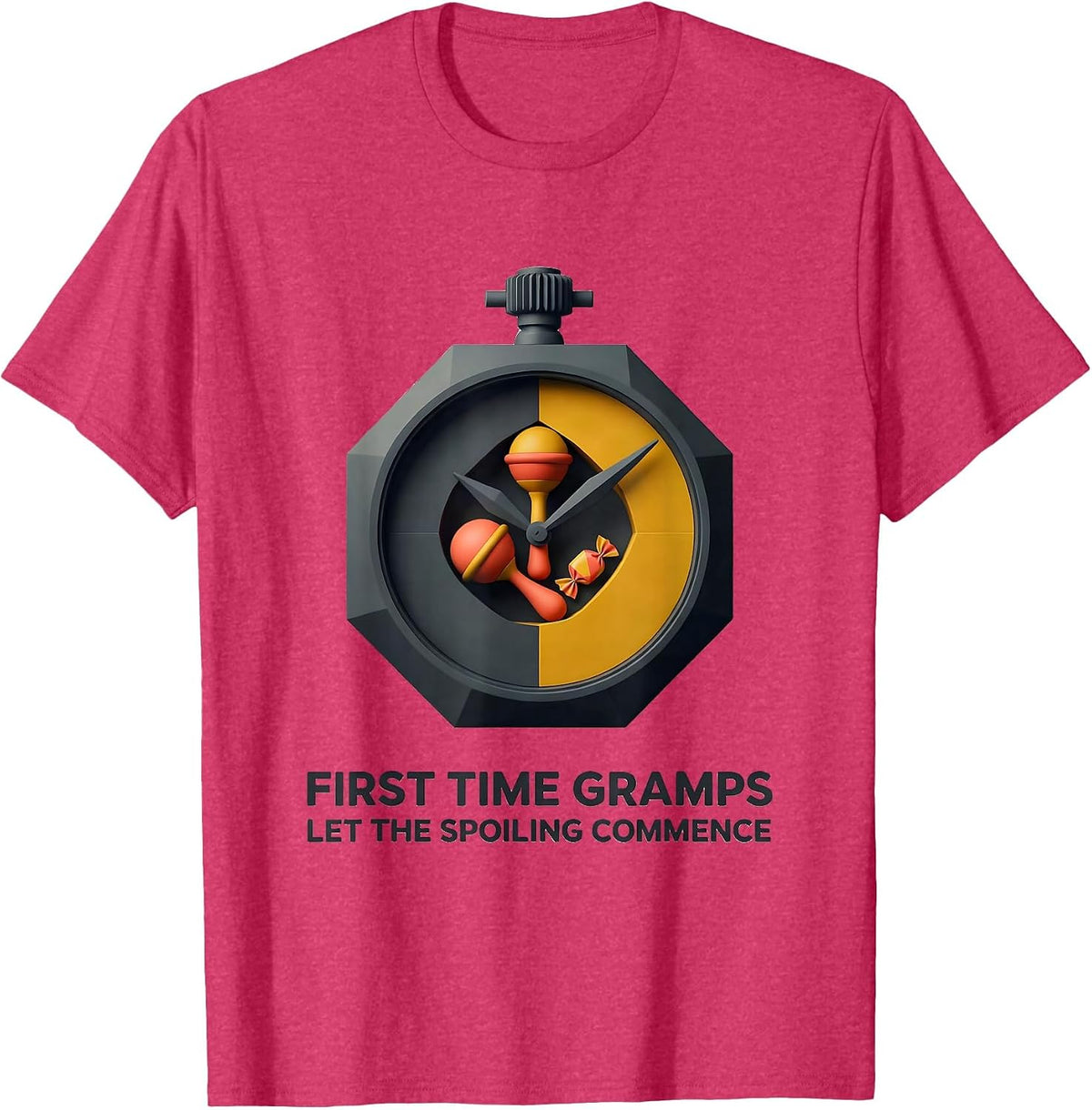 First Time Gramps Let The Spoiling Commence Grandpa T-Shirt - Red Heather