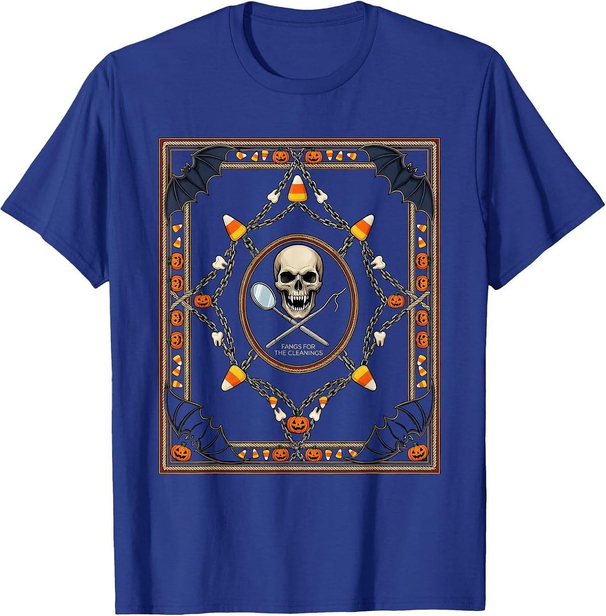 Men's Boo Crew Dentist Fangs For The Cleanings T-Shirt - Royal Blue