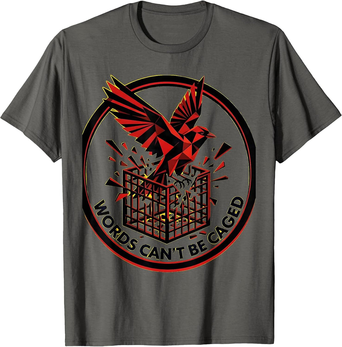Words Can't Be Caged Free Speech Design T-Shirt - Asphalt Grey