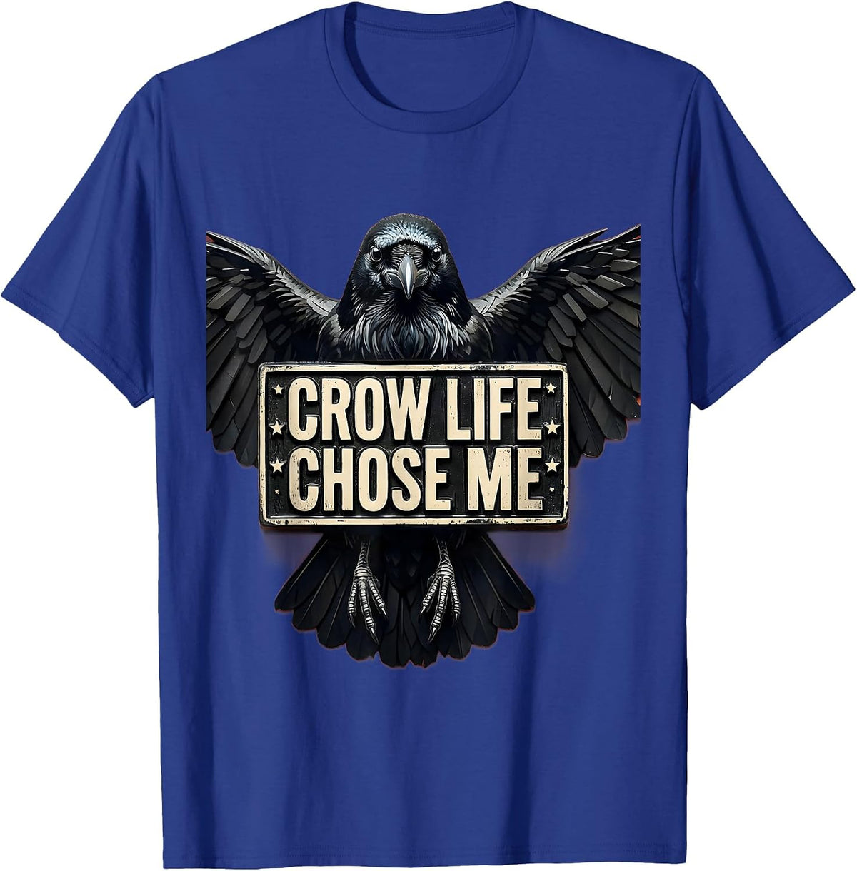 Men's Crow Life Chose Me Mystic Crow Design T-Shirt - Royal Blue