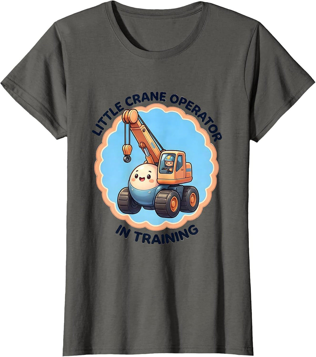 Women's Little Crane Operator In Training Cute Kawaii Toddler Gift T-Shirt - Asphalt Grey